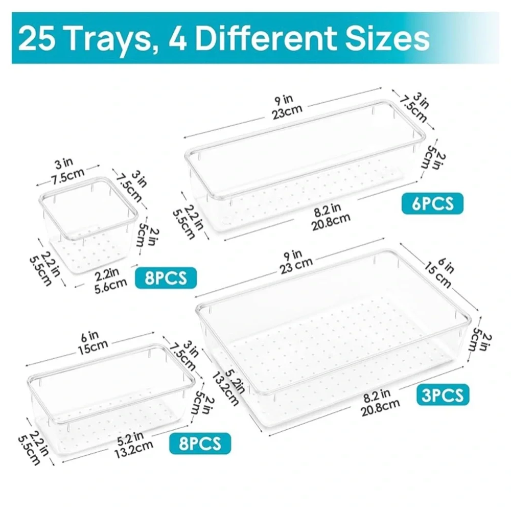 Clear Drawer Organizers Set